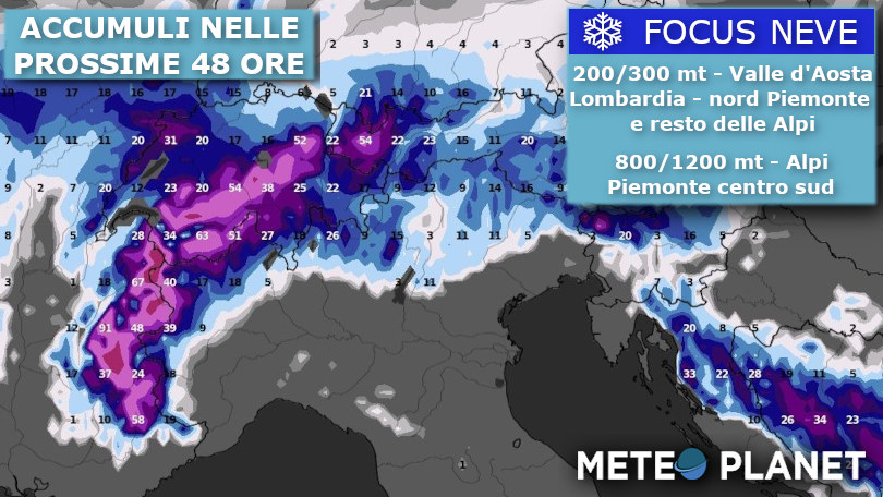 Si affaccia l'Inverno con pioggia, neve e vento forte